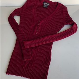 ‘It’s Our Time’ Stretch Ribbed Knit V-Neck Sweater